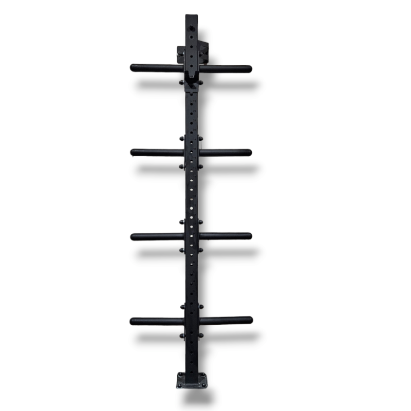 Bumpers and Barbell Wallmount Rack
