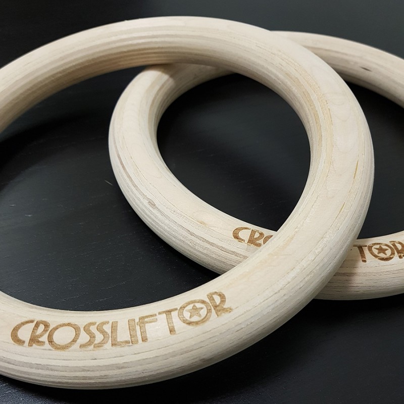 Femor Anneaux de gymnastique en bois de 28 mm Réglable Fitness