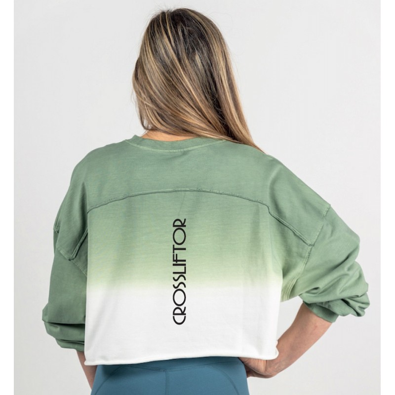 Crop Hoodie CrossLiftor - Green - Woman - Back