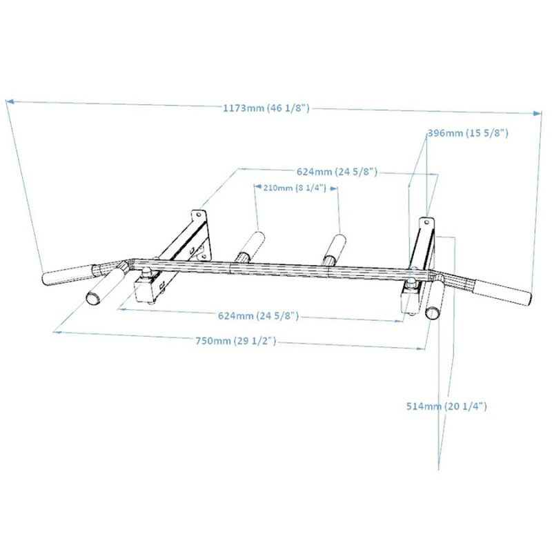 Pull-Up Bar for BenchK Wall Bars - Dimensions