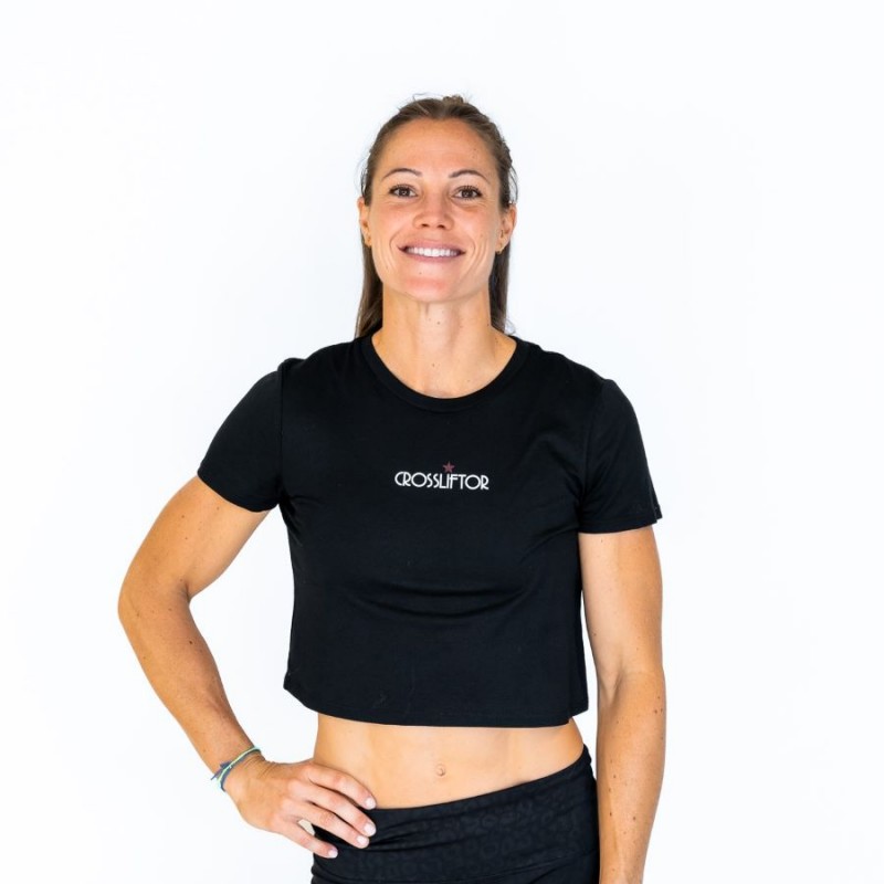 T-shirt Crop Top CrossLiftor Femme - Noir