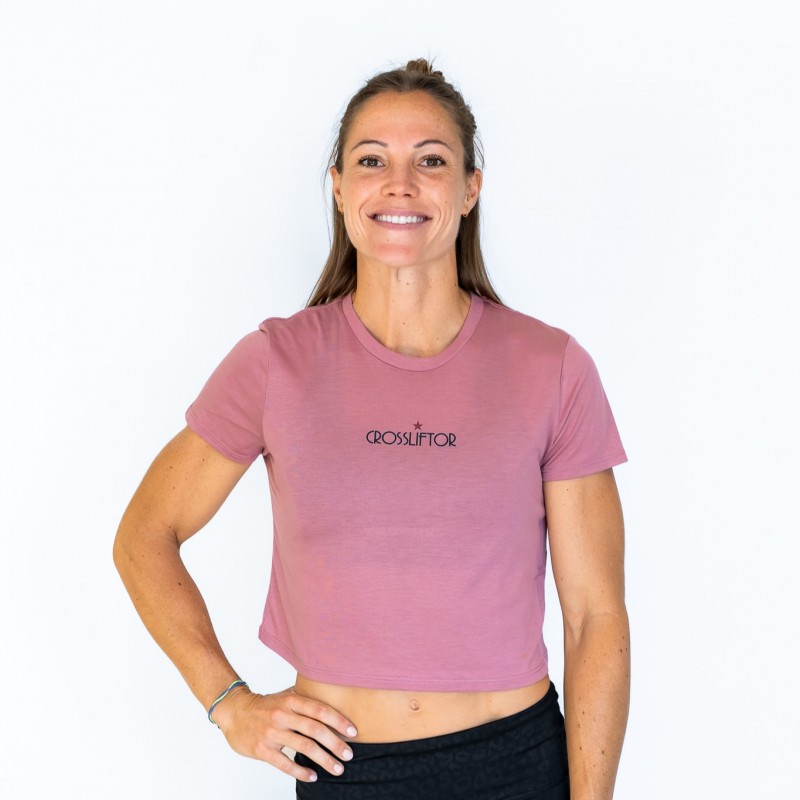 T-shirt Crop Top CrossLiftor Femme - Mauve